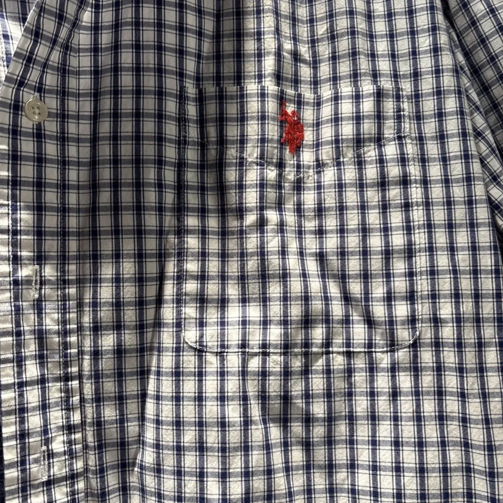 US Polo Assn Button Down Shirt Men's 3XL Plaid Embroidered Pony Short Sleeve